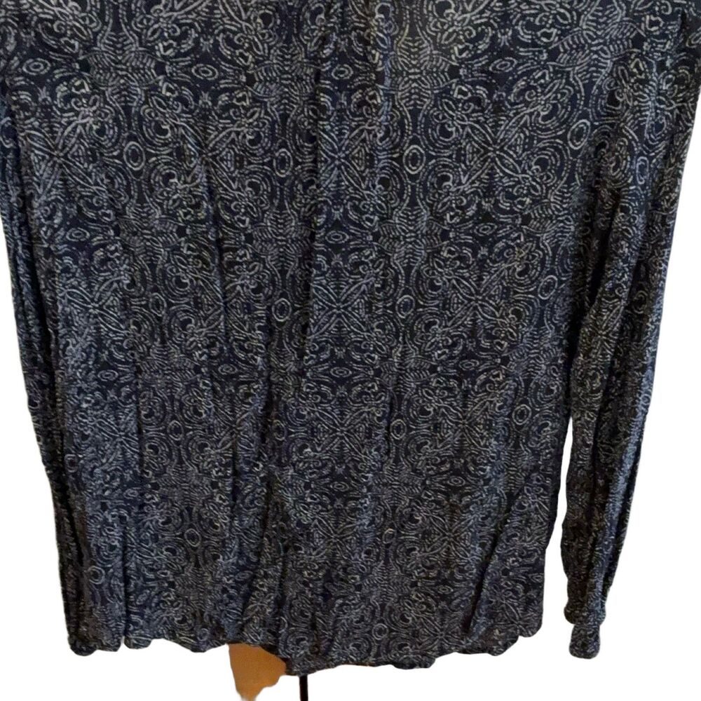 Velvet By Graham & Spencer Women's Blue Paisley Embroidered Blouse Long Sleeve